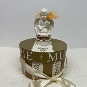 Mud Pie 1999 Angel Trinket Jewelry Box Porcelain Gold Trim Gift Vintage